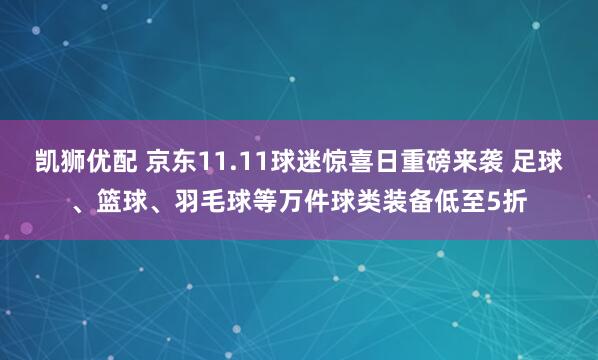 凯狮优配 京东11.11球迷惊喜日重磅来袭 足球、篮球、羽毛球等万件球类装备低至5折
